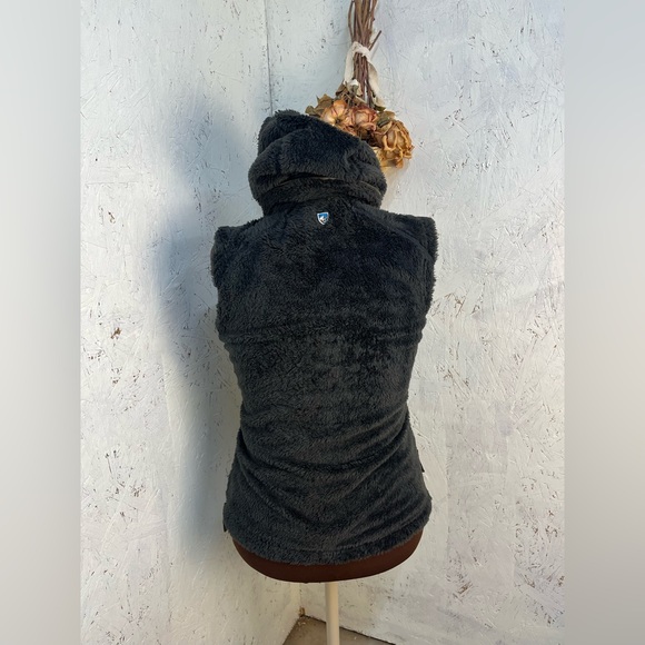 KUHL “Flight Vest” Stowaway Hood Zipper Fuzzy Grey Vest Medium - Picture 8 of 12